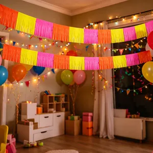 3M fluorescent tinsel banner garland colorful fringe party background decoration supplies