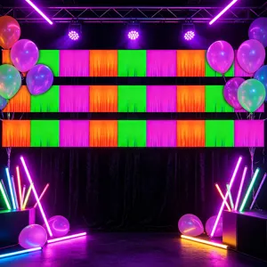 Neon Fluorescent Metallic Fringe Garland Color Block Tassel Banner Festive Theme Birthday Party Streamer Background Decoration Supplies