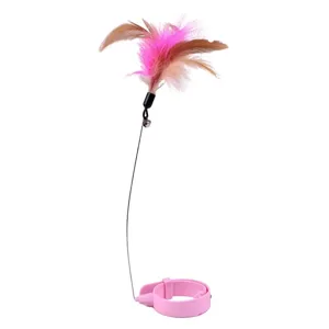 Juguete collar interactivo para gatos con plumas y cascabel para mascotas articulos