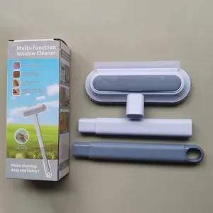 Multi-function pet hair remover and window cleaning brush set with detachable rods for home.