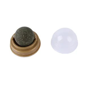 Rotating catnip ball toy for cats, self-adhesive interactive wall cat toy with protective dust cover.