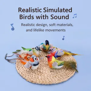 Interactive simulation bird plush pet toys set with colorful feathers and sound feature.