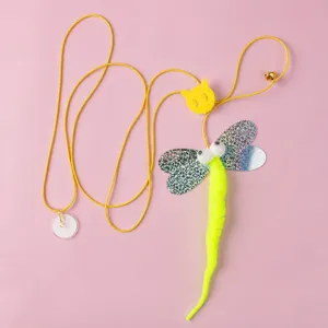 Hanging door cat teasing toy, elastic rope interactive kitten self-amusing toy with dragonfly.