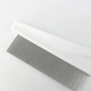 Stainless steel pet flea comb with fine teeth for cats and dogs grooming tool main view