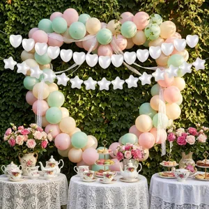 Plastic pearl star heart string garland decoration for wedding party backdrop 6cm long