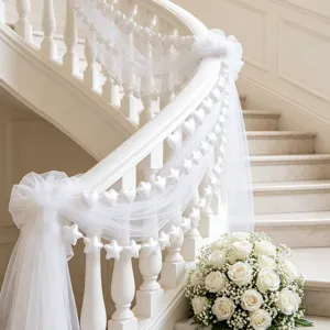 White heart star pearl string hanging garland for wedding party stair decoration props