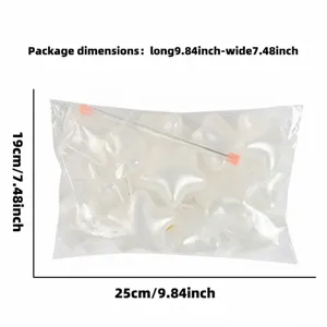 Detailed view of white star-shaped pearl decorations packed in a clear bag for party decor.