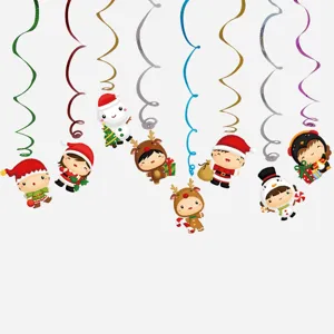 Décoration spirale suspendue de Noël papier dessin animé Père Noël renne pendentif fête