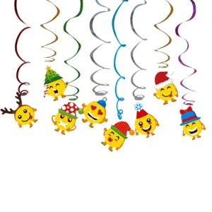 Décorations de spirales suspendues de Noël pendentifs de dessin animé en papier fête.