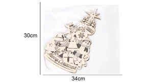 Großer hölzerner Weihnachtsbaum Anhänger Feiertag Dekoration hohl geschnitzt 30x34cm