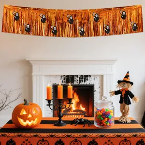 Rideau a franges Halloween guirlande de fete avec motifs de faucheuse pour decoration