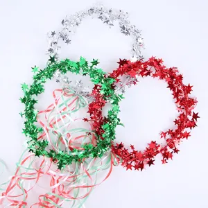Guirnalda diadema estrella Navidad rojo verde plata serpentinas fiesta foto accesorio pelo