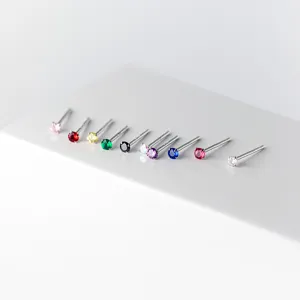 S925 Sterling Silber Mini Vier Krappen Bunte Zirkonia Ohrringe Einfacher Schmuck