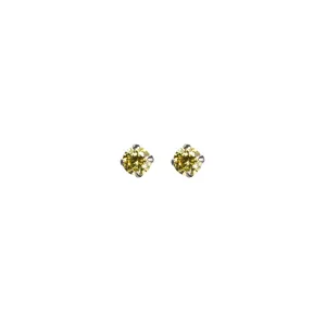 S925 Sterling Silber Mini gelbe Edelstein vier Krappen Ohrstecker, minimalistischer Schmuck.
