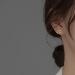 S925 silver sweet floral wreath diamond stud earrings minimalist forest style women jewelry