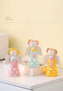 Keramische engel nachtlampje schattige slaapkamer bedlamp romantische bureau decoratie
