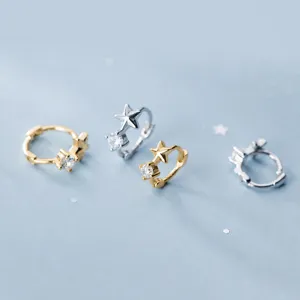S925 Sterling Silber Stern Ohrringe Kleine Minimalistische Süße Strass Sleeper Ohrringe Für Damen Elegantes Schmuck Geschenk