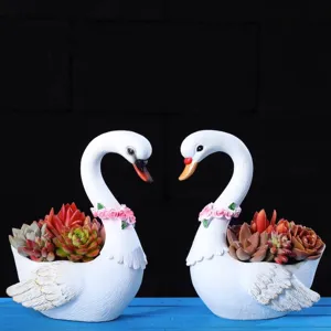 Harz Schwan Sukkulente Blumentopf Detail, süßer Tier Pflanzer für Tisch Home Dekor Büro.