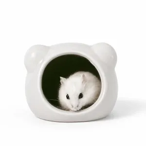 Casa per criceti in ceramica bianca nascondiglio fresco letto animale per piccoli animali