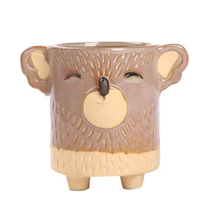 Cute koala ceramic flower pot for succulent plants, home desk and room cute animal decor item.