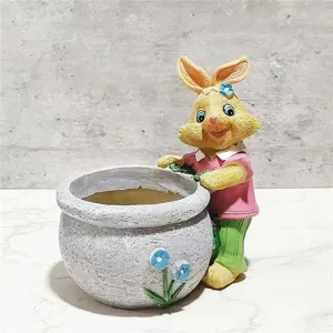 Cute cartoon rabbit succulent flower pot resin animal plant pot detail view home decor