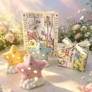 Ceramic star night light cute desktop decorative ornament cozy aesthetic room decor birthday gift