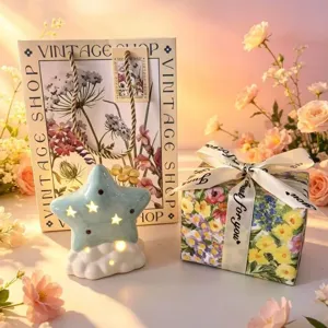 Ceramic star night light cute desk decor lamp aesthetic bedroom table ornament birthday gift