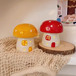 Creative ceramic mushroom night light cute bedside lamp for kids girls birthday gift room decor