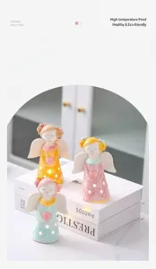 Keramische engel nachtlamp met hol ontwerp, schattige romantische tafeldecoratie voor slaapkamer.