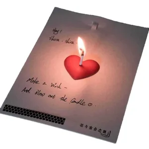 3D red heart candle greeting card romantic proposal letter paper creative gift detail view