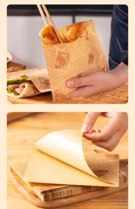 Disposable sandwich wrapping paper and greaseproof paper bags for burgers, breakfast, and baking use.