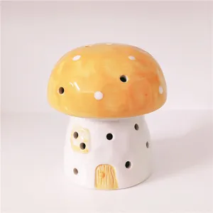 Ceramic mushroom night light cute aesthetic desk decor cozy ambient LED lamp for bedroom gift