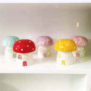 Ceramic mushroom night light cute ambient lamp for bedroom desk and room decor gift.