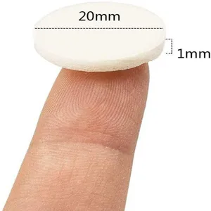 White round foam double-sided tape sticker detail, 20mm diameter and 1mm thickness.