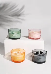 Nordic colored glass scented candle jar, home decorative aroma candle holder set.