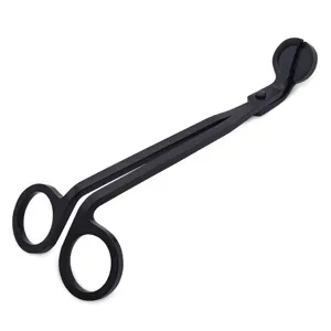 Black metal candle wick trimmer essential aromatherapy candle accessory tool for home use.