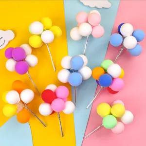 Estilo INS Adornos de Pastel de Globo Coloridos Conjunto de Inserción de Decoración de Pastel de Espuma para Fiesta de Cumpleaños Infantil