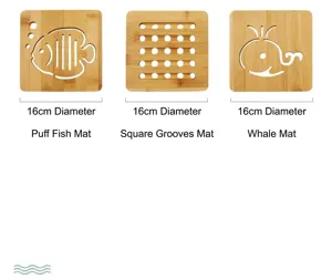 Close-up detail of wooden heat insulation mat, hollow design, heat-resistant kitchen trivet.