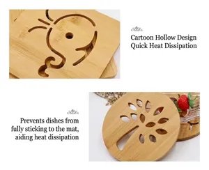 Wooden heat insulation mat hollow kitchen table pad anti-scald bowl coaster set