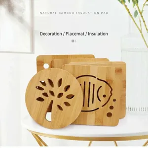 Natural Bamboo Heat Insulation Mat Kitchen Casserole Dining Table Place Mat Anti Scald Wooden Pot Holder Tableware Pad