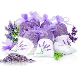 Lavender dried flower sachets set, natural aroma bags for car wardrobe drawer air freshener.