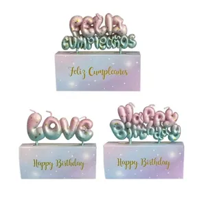 Set di candele di compleanno a sirena con lettere sfumate, decorazione per torta festa.