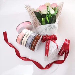 1cm English letter printed ribbon roll for floral packaging DIY crafts gift wrapping supplies.