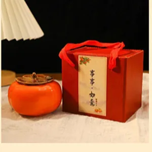 Mini ceramic persimmon scented candle soy wax yoga meditation birthday gift box set