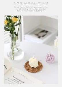 Knotted yarn ball scented candle cute aesthetic home decor gift photography props
