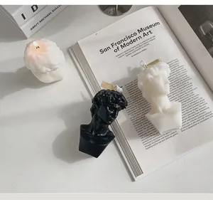 Candele profumate a busto di David e Venere per decorazione domestica, scultura in cera artistica.