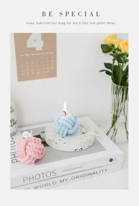 Scented yarn ball candle aesthetic knot design home decor gift photo prop wax candle