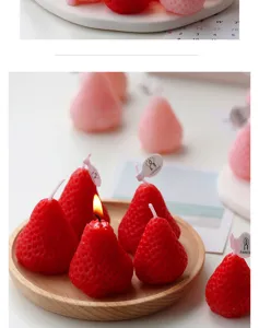 Strawberry scented candles cute soy wax candle handmade gift sweet home decor