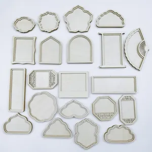 Cadre Photo en Bois Aimant de Réfrigérateur Accessoires DIY Bois de Peuplier Style Chinois Grille de Fenêtre Pièces Artisanales