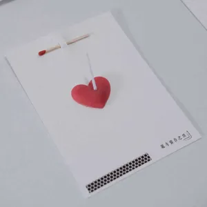 3D heart candle greeting card creative confession matchbox letter paper romantic gift details